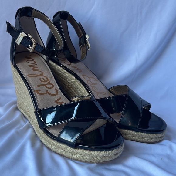 Sam Edelman Brenda Wedges in black size 8 NWOB WORN ONCE - Picture 2 of 9